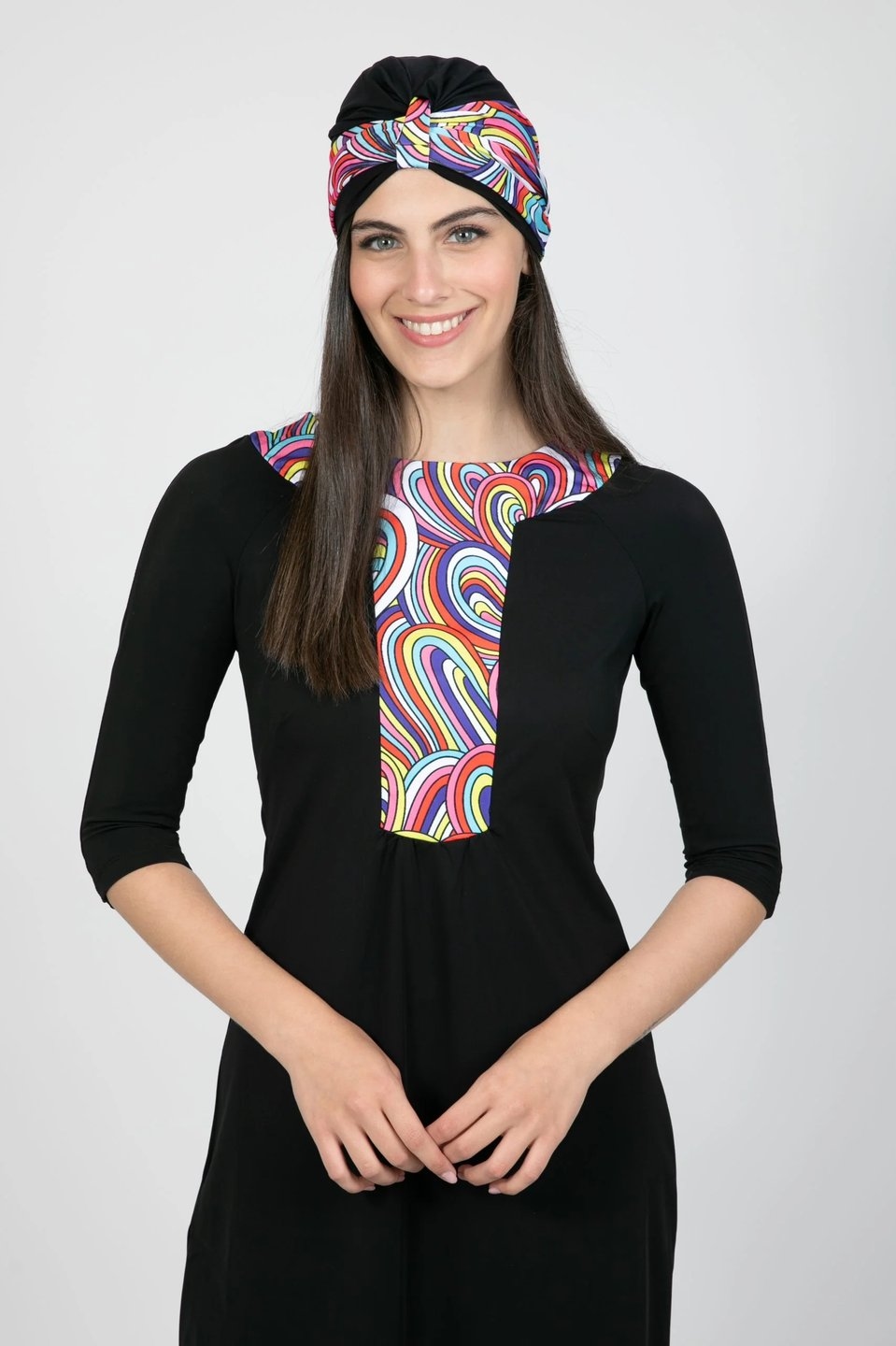 אתני שחור בדוגמת קשת צבעונית - Image 3